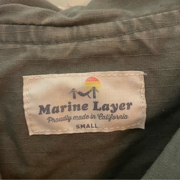 Marine Layer Olive Green Utility Jacket Full Zip Drawstring Waist - Picture 5 of 5